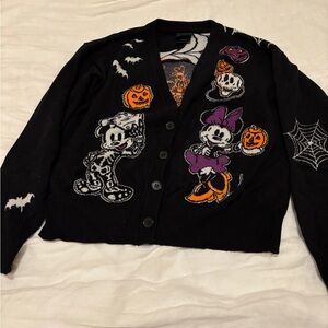 Disney Black Halloween Cardigan with Purple and Orange Accents glow in the dark